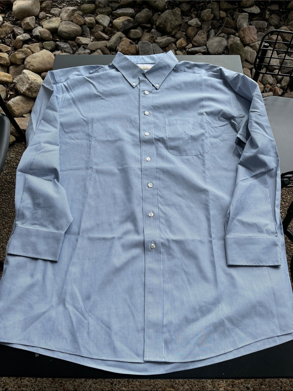 Roundtree & Yorke Light Blue Micro-Stripe Button-Down Dress Shirt